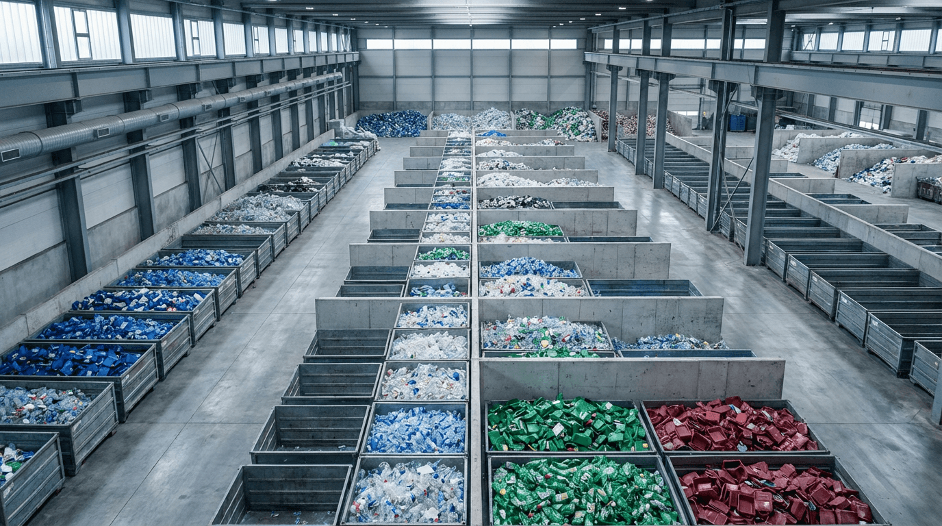 Yard waste being processed at recycling facility