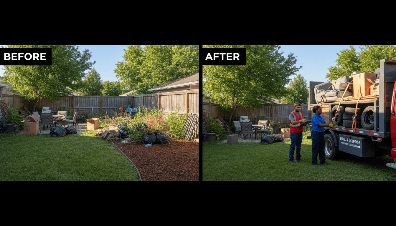 Residential yard after yard waste removal completed